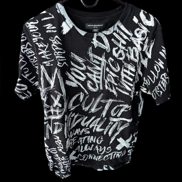 Cult of Individuality Other - Cult of Individuality Black Tee with White Graffiti Script